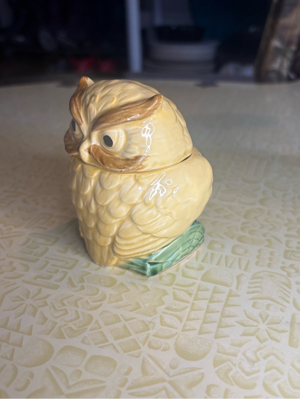 Vintage Yellow Owl Ceramic Sugar Dish
